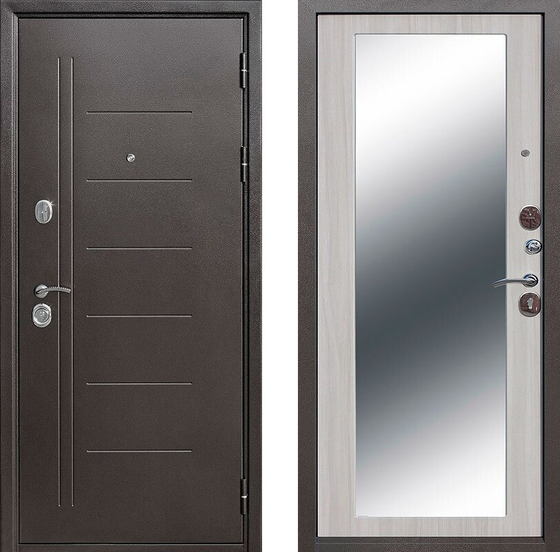 Входные двери с зеркалом Дверь Цитадель Троя с зеркалом Лиственница (с большим зеркалом)