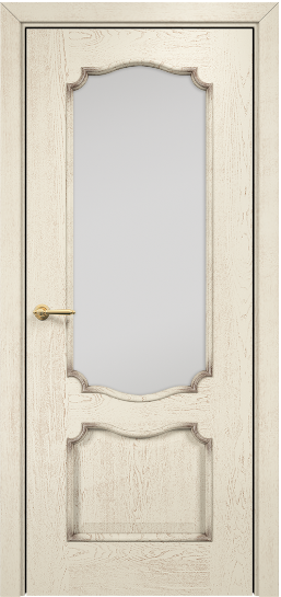Дверь Оникс модель Венеция Цвет:эмаль слоновая кость патина коричневая Остекление:Сатинат белый