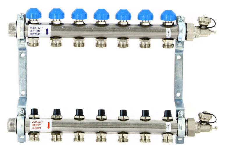 Коллектор распределительный Uni-Fitt Н 1 7 выходов с регулировочными и термостатическими вентилями 456W4307quot;