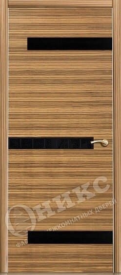 Дверь Оникс коллекция модерн модель Силуэт 3 Цвет:Зебрано Остекление:Черное стекло
