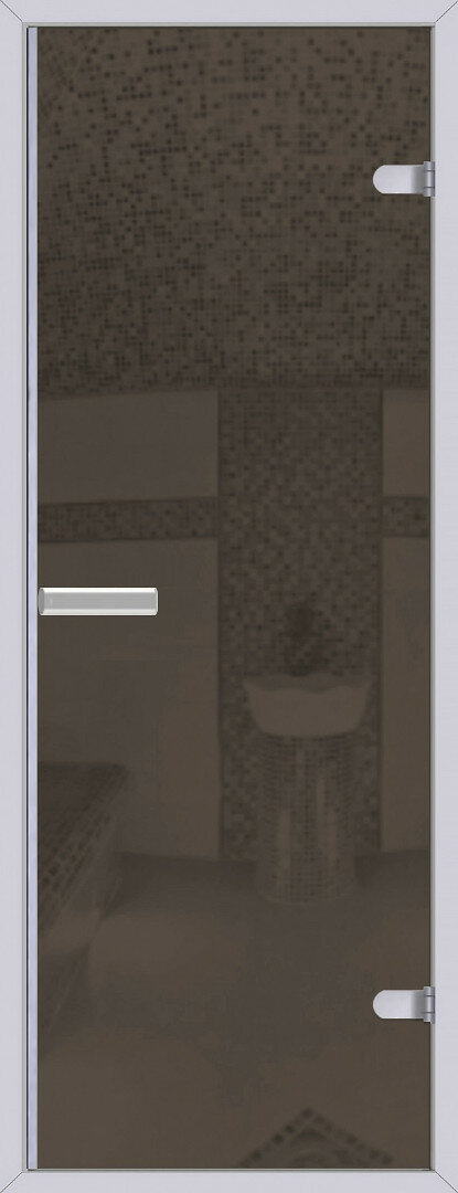 Дверь для турецкой бани АКМА Хаммам 7х19 (серое, 8 мм, коробка алюминий)