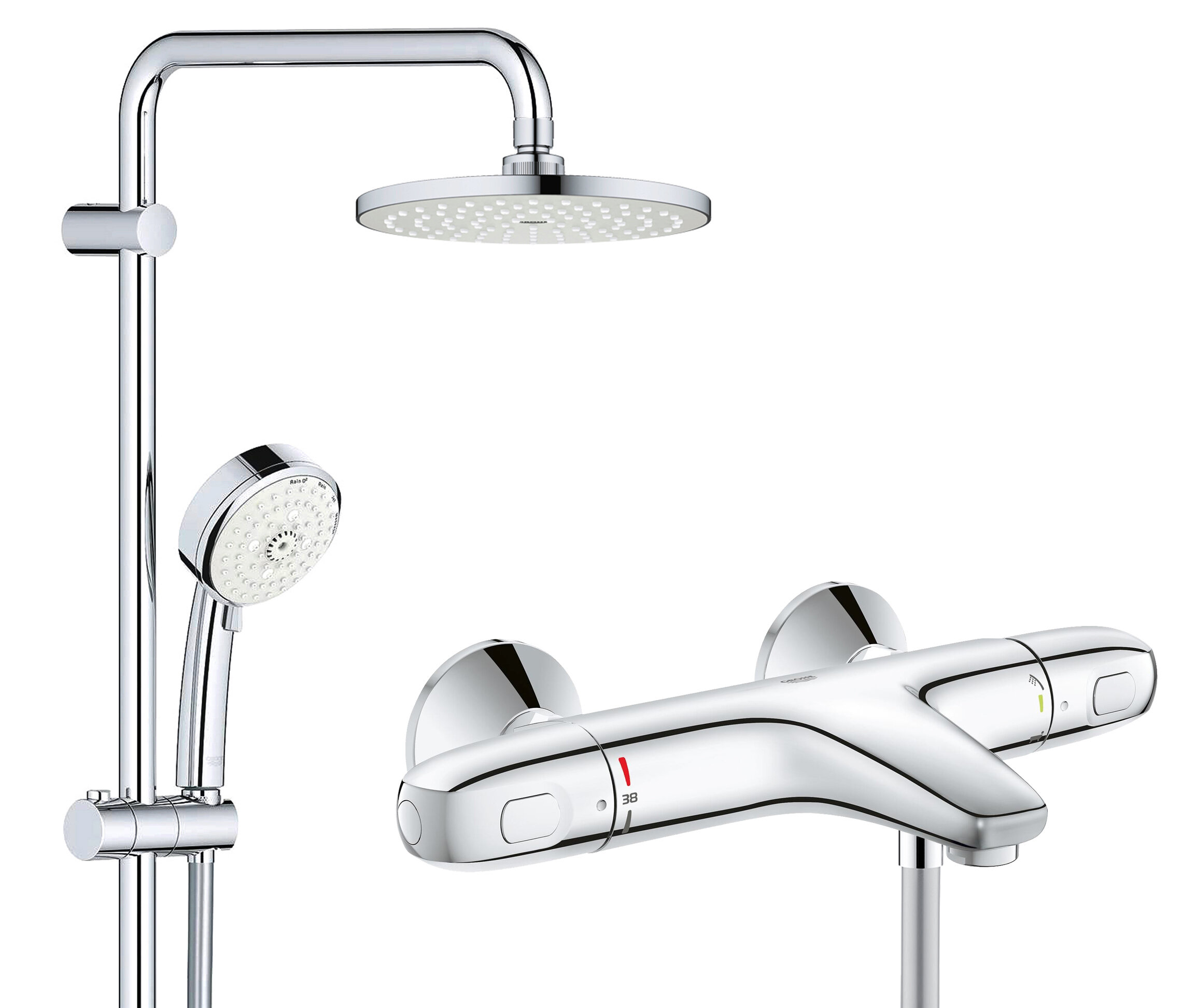 Душевая стойка с термостатом для ванны Grohe Grohtherm 1000 (SET330), хром (34155003, 26453003)