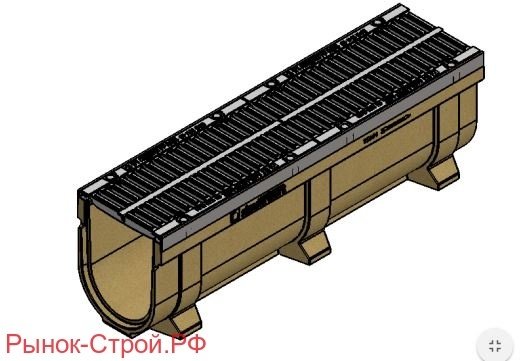 Лоток водоотводный CompoMax Drive ЛВ– 20.26.31–П полимербетонный с решеткой чугунной ВЧ (комплект) (Лоток CompoMax Drive ЛВ–20.26.31–П с РВ quot;шинаquot; ВЧ кл.Е (к-т) )