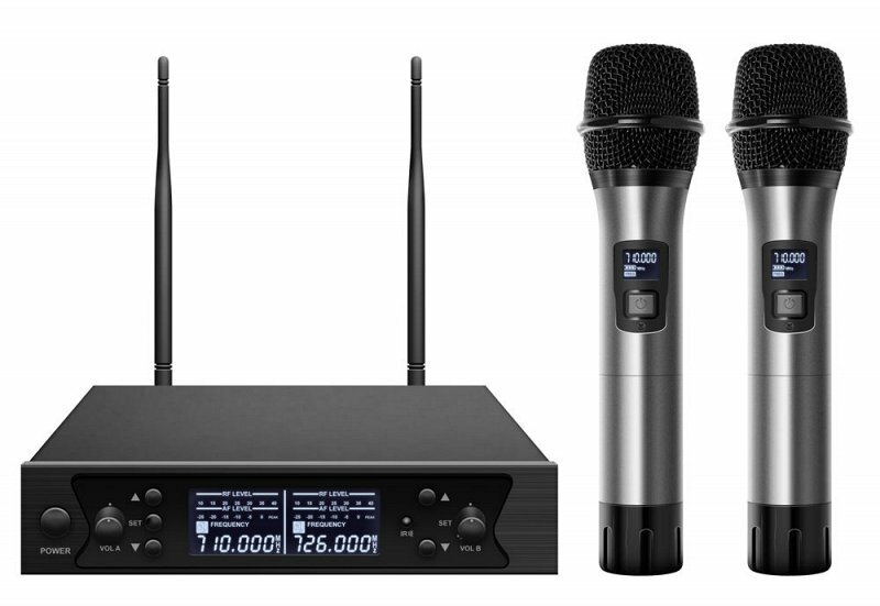 Axelvox DWS7000HT Микрофонная радиосистема с DSP, UHF 710-726 MHz, 100 каналов,LCD дисплей, 2х ИК порт, 2 ручных микрофона, 2 де