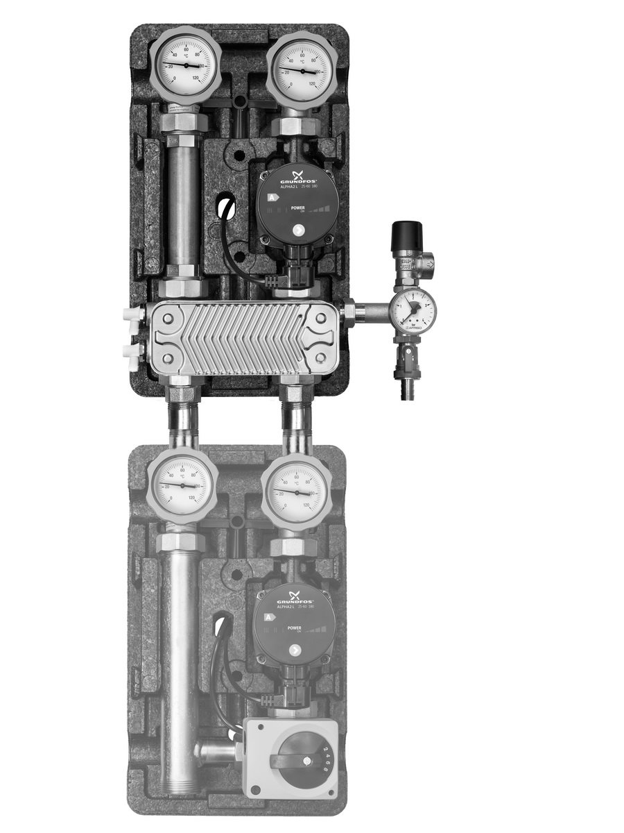 Meibes Насосная группа UK 1quot; снасосом Grundfos UPS 25-60, т/о 30 пл. ME 45811.30