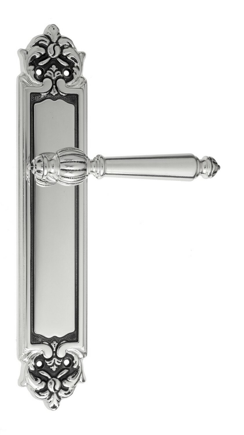Дверная ручка Venezia quot;PELLESTRINAquot; на планке PL96 натуральное серебро + черный