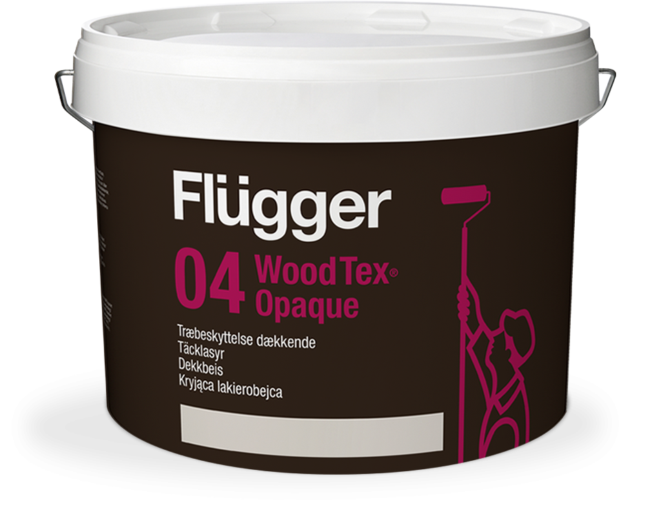 Краска по дереву для наружных работ FLUGGER 04 Wood Tex Opaque краска укрывистая для дерева на водной основе, База 1 (9,1л)