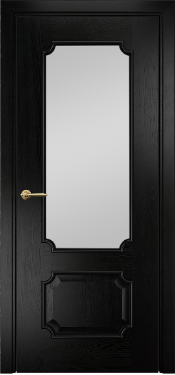 Дверь Оникс модель Палермо Цвет:Эмаль черная по ясеню Остекление:Сатинат белый