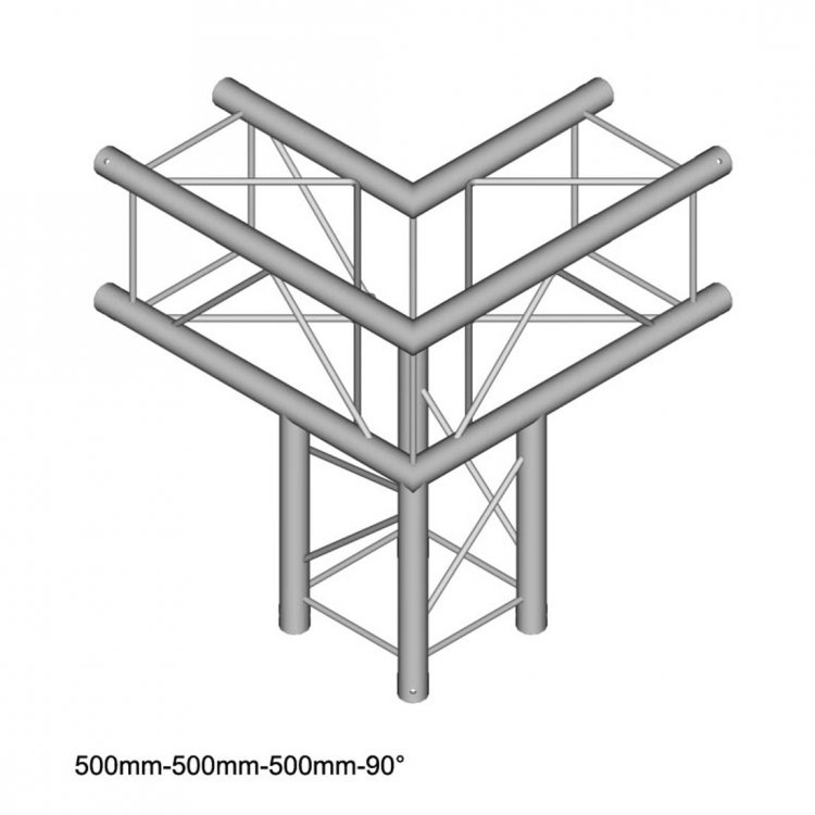 Dura Truss DT 24 C30 Узел стыковочный 3-х лучевой, 90гр, алюминиевый, сечение 220х220мм, длина сторон 50см. Труба 32х2. Вес 3,5кг