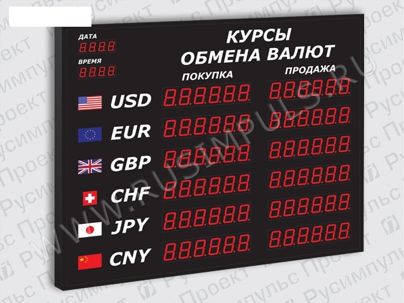 Офисные табло курсов валют РусИмпульс Импульс-304-6x2xZ6-DTx2xD2