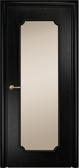 Дверь Оникс модель Палермо 2 Цвет:Эмаль черная по ясеню Остекление:Сатинат бронза