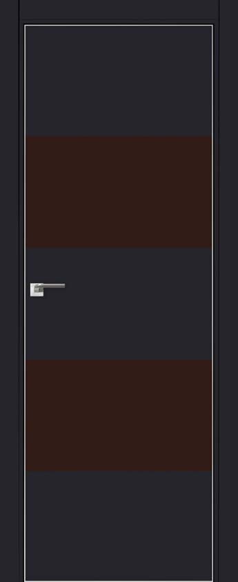 Двери ProfilDoors Серия Е модель 10Е Цвет:Чёрный матовый Остекление:Коричневый лак Тип:кромка матовый алюминий с 4х сторон
