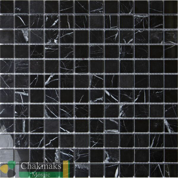 Мраморная мозаика Chakmaks Anatolian Stone 23X23 Мозаика из мрамора 23х23*10 мм BLACK SILK (м2)