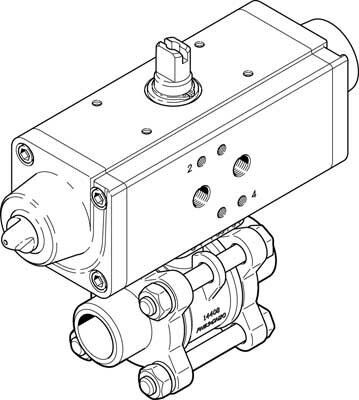 Шаровой кран с приводом Festo VZBA-3/4quot;-WW-63-T-22-F0304-V4V4T-PS30-R-90-4-C DN20 PN63