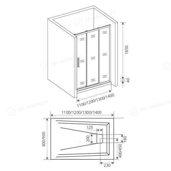 Душевая дверь Bas Orion WTW-120-G-CH 120х185 без поддона ОР00006