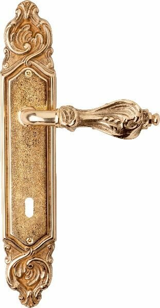 Ручка дверная на планке под сувальдный ключ Val De Fiori кастелли DH 710 KH PB, латунь блестящая