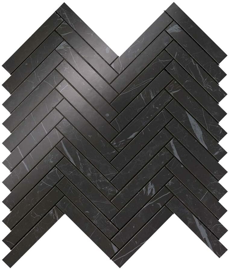 Мозаика Atlas Concorde Marvel Stone Nero Marquina Herringbone Wall 30.5x30