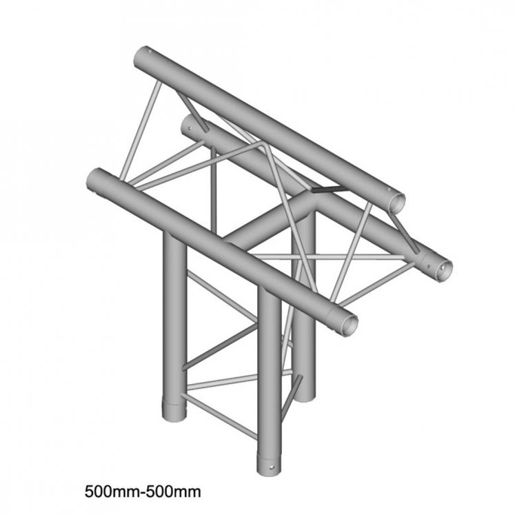 Dura Truss DT 23 T37-V Узел стыковочный 3-х лучевой, 90гр, алюминиевый, сечение 220х220мм, длина сторон 500мм. Труба 35х2. Вес 2,5кг