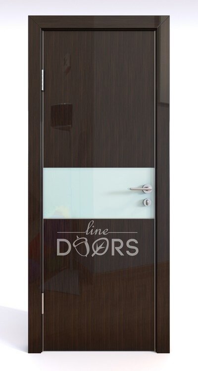 Дверная Линия Шумоизоляционная дверь 42 Дб модель 601 цвет глянец Венге стекло лакобель белый 900х2000