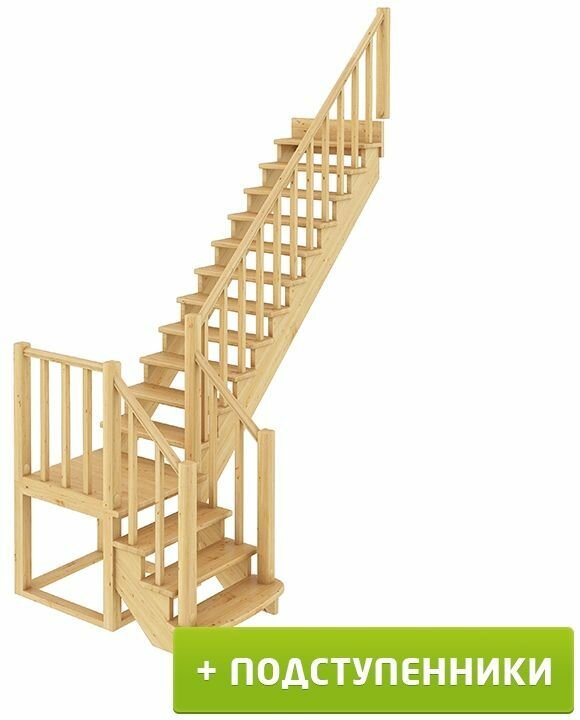 Деревянные лестницы ProfiHobby Лестница К-022м П с подступенками сосна (7 уп)
