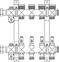 Коллектор Oventrop quot;Multidis SFquot; 1quot;- 7 контуров для теплого пола с расходомерами