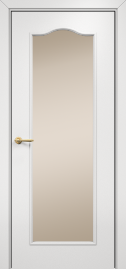 Дверь Оникс модель Классика 2 Цвет:эмаль белая мдф Остекление:Сатинат бронза
