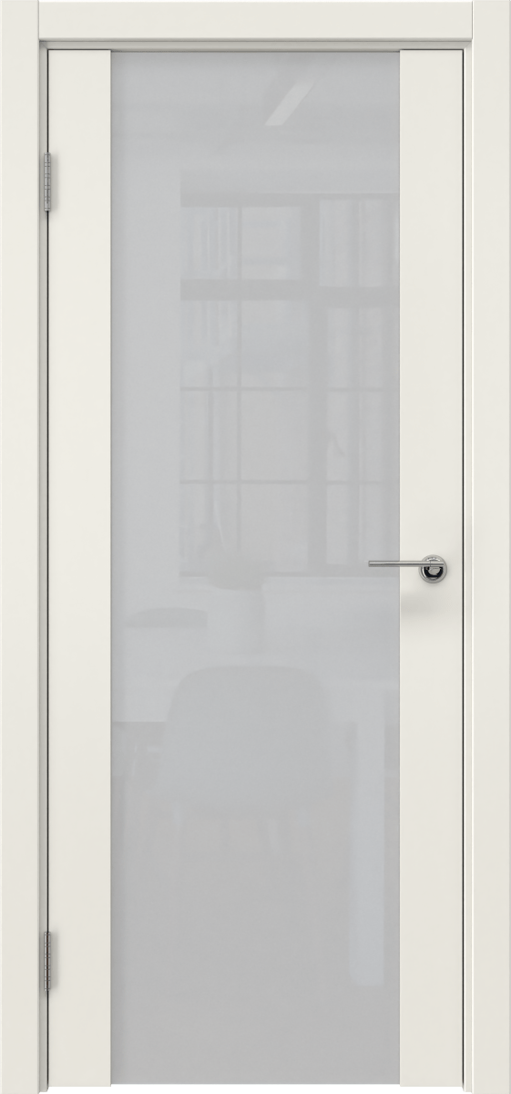 Комплект двери с коробкой ZM018 (эмаль слоновая кость, стекло триплекс белый)