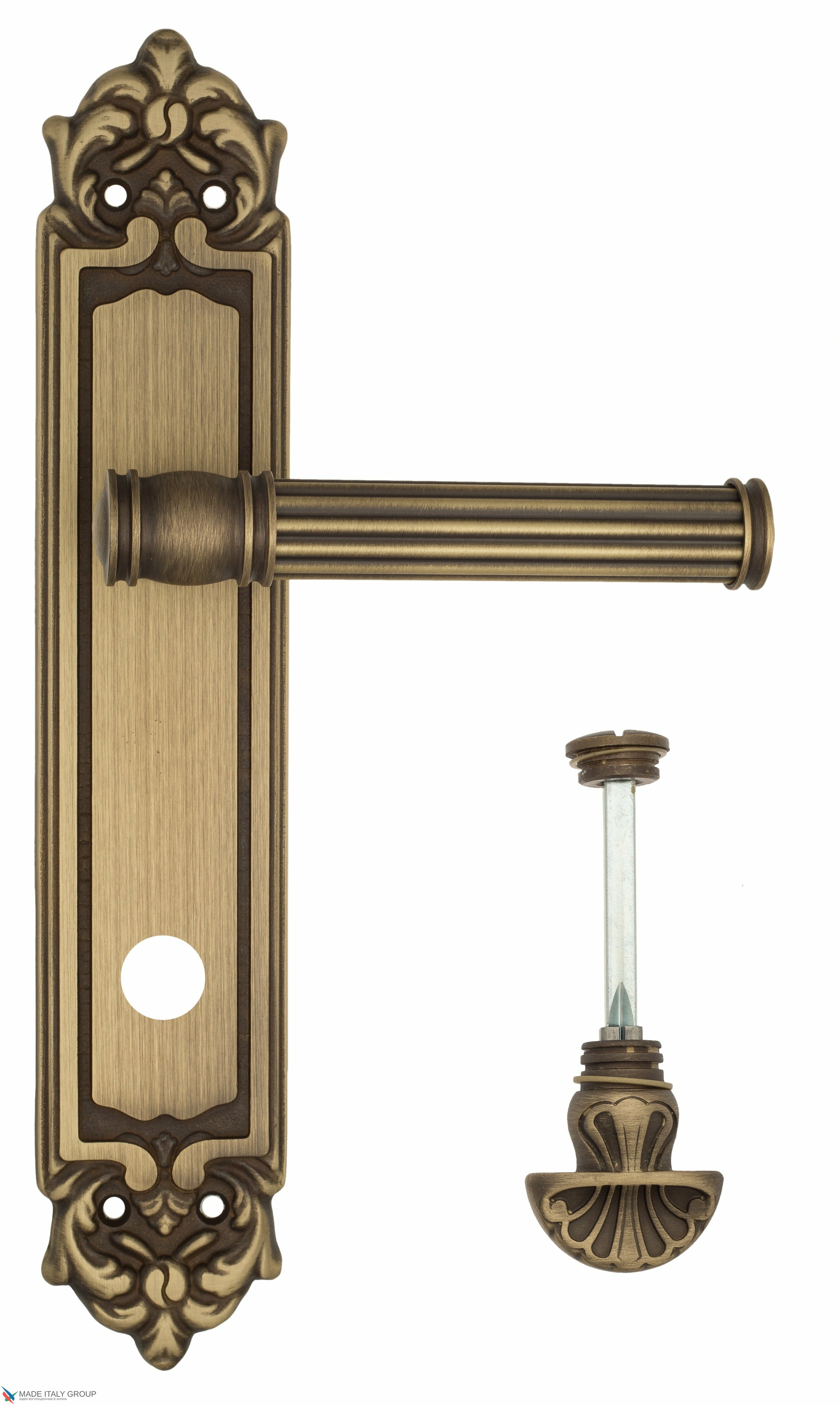 Дверная ручка Venezia quot;IMPEROquot; WC-4 на планке PL96 матовая бронза