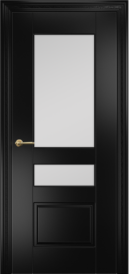 Дверь Оникс Версаль фрезерованное Цвет:Эмаль черная МДФ Остекление:Сатинат белый