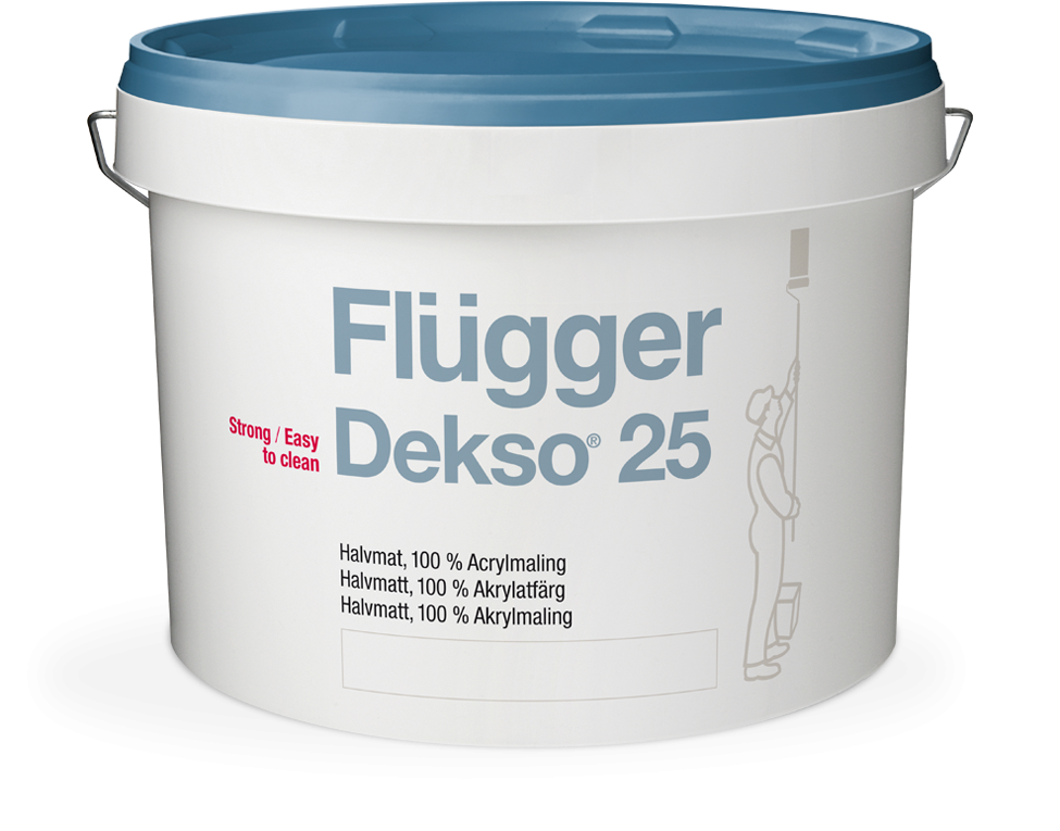 Краски для стен FLUGGER Dekso 25 краска акриловая эктро прочная, полуматовая, База 1 (9,1л)