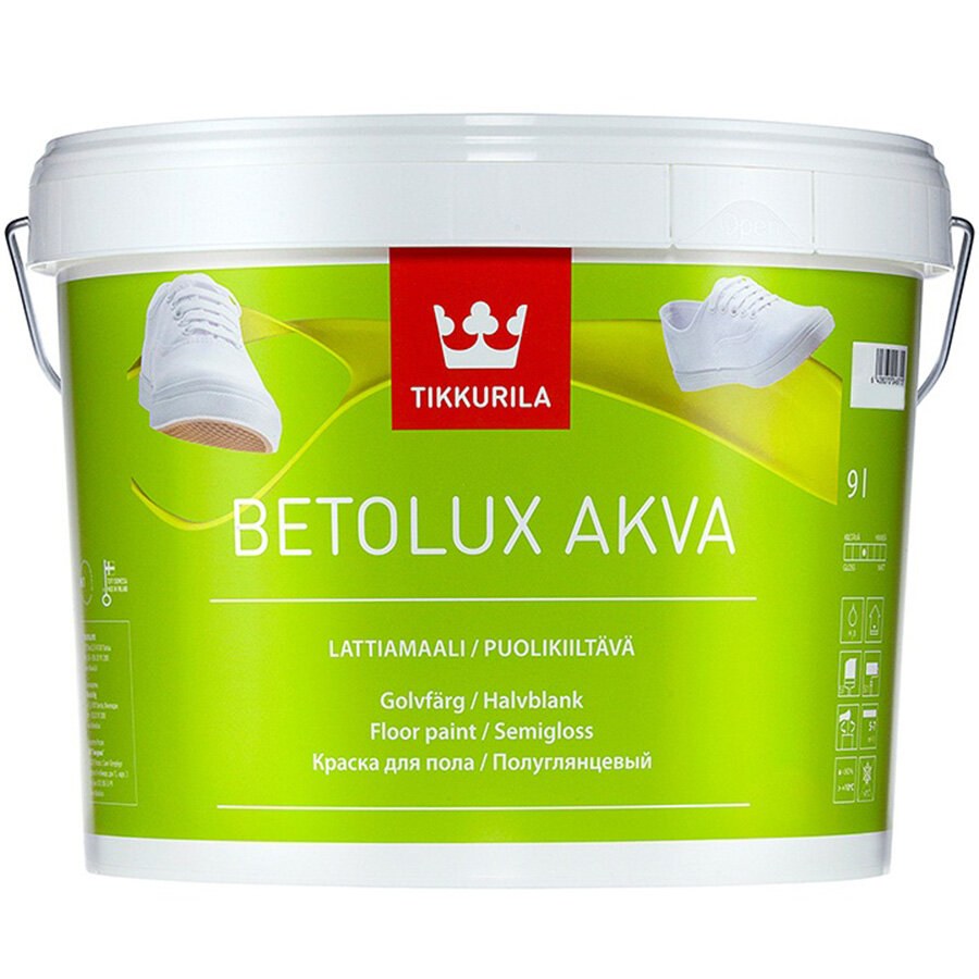Тиккурила Бетолюкс Аква база C краска для полов (9л) / TIKKURILA Betolux Akva base C под колеровку краска для бетонных и деревянных полов (9л)