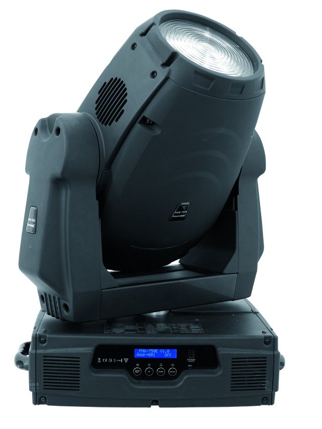 Futurelight PHW-575 PRO-Head WASH прибор с полным движением, синтез цвета CMY + колесо 8 цветов, плавный зум 13-50°, диммер, строб до 13 Гц, управление DMX 15 каналов, встроенный микрофон, для лампы MSR 575SA/2 DE GOLD