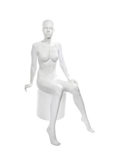 Манекен женский сидячий скульптурный белый LU-11F-01M