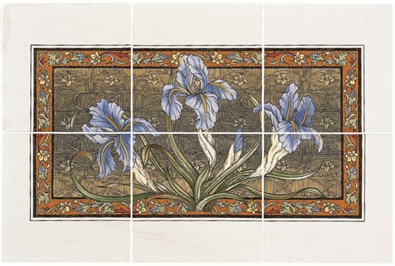 Керамическая плитка Original Style Artworks Brilliant White Blue Iris Panel 30.4x45.6
