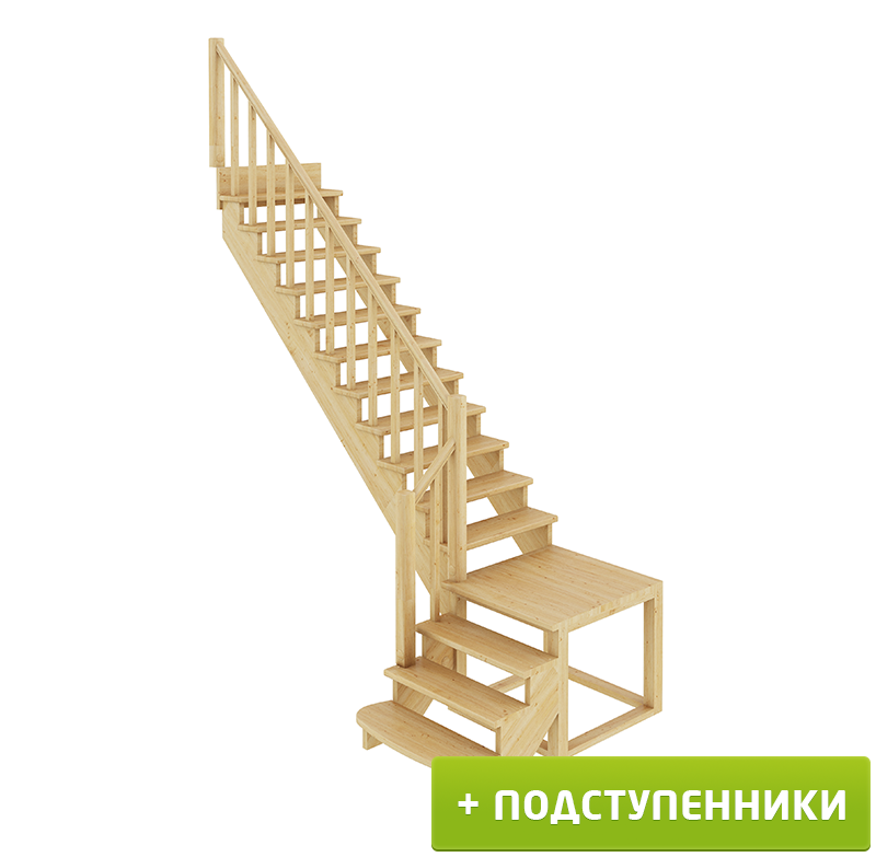 Деревянные лестницы ProfiHobby Лестница К-002м/1 Л c подступенками сосна (6 уп)
