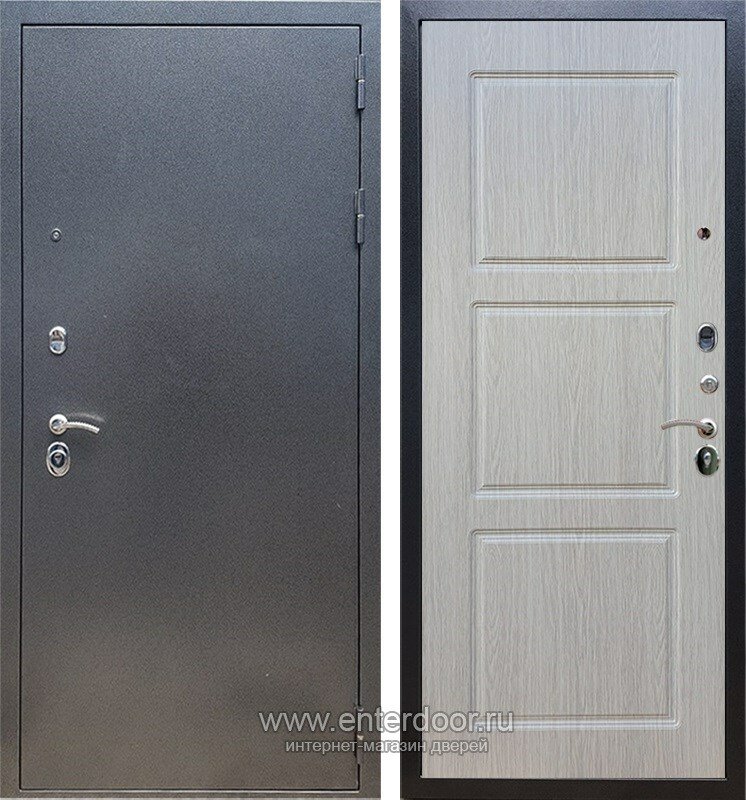 Входная металлическая дверь Армада 11 ФЛ-3 (Антик серебро / Дуб беленый)