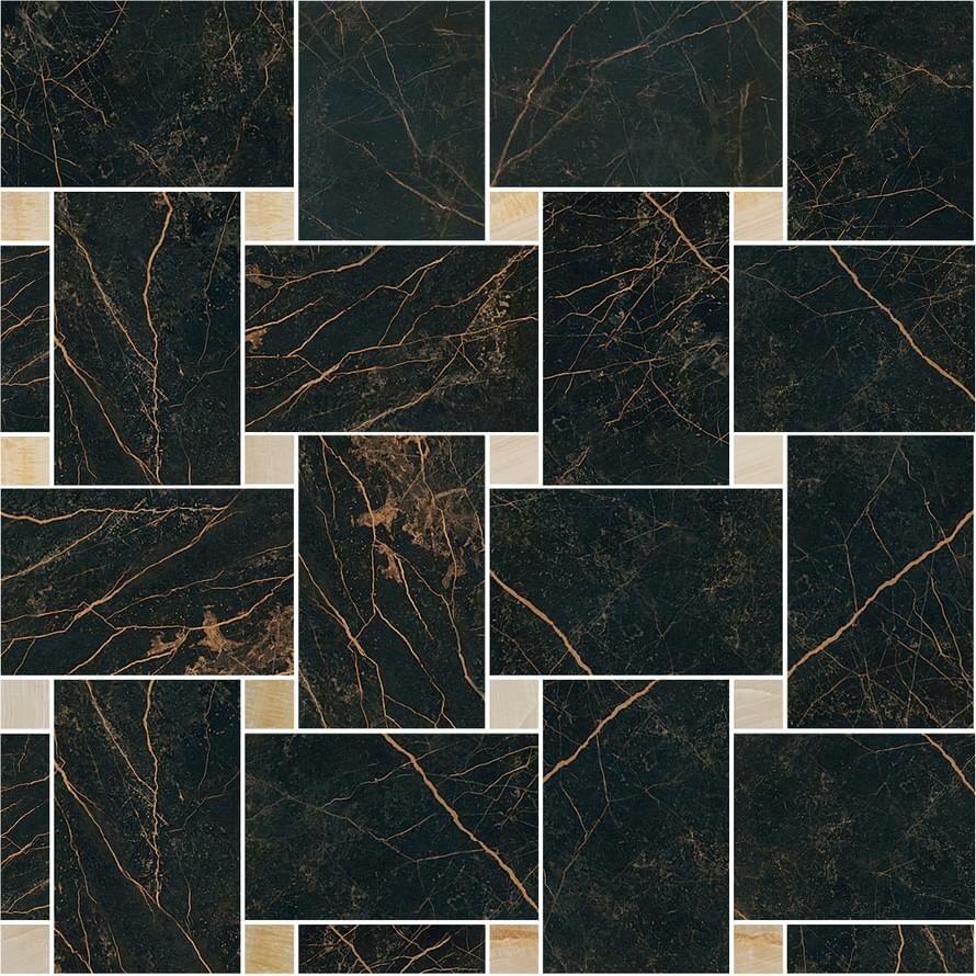 Мозаика Versace Marble Mosaico Intreccio Nero Oro 29.1x29.1