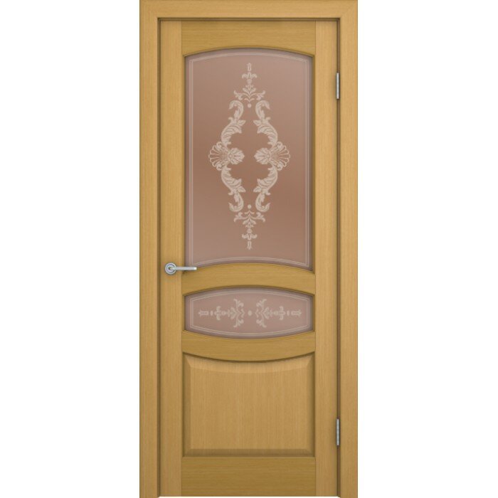 Межкомнатные двери шпон Сиена остекленная , Цвет - Дуб, Тип - Художественное остекление бронзовое