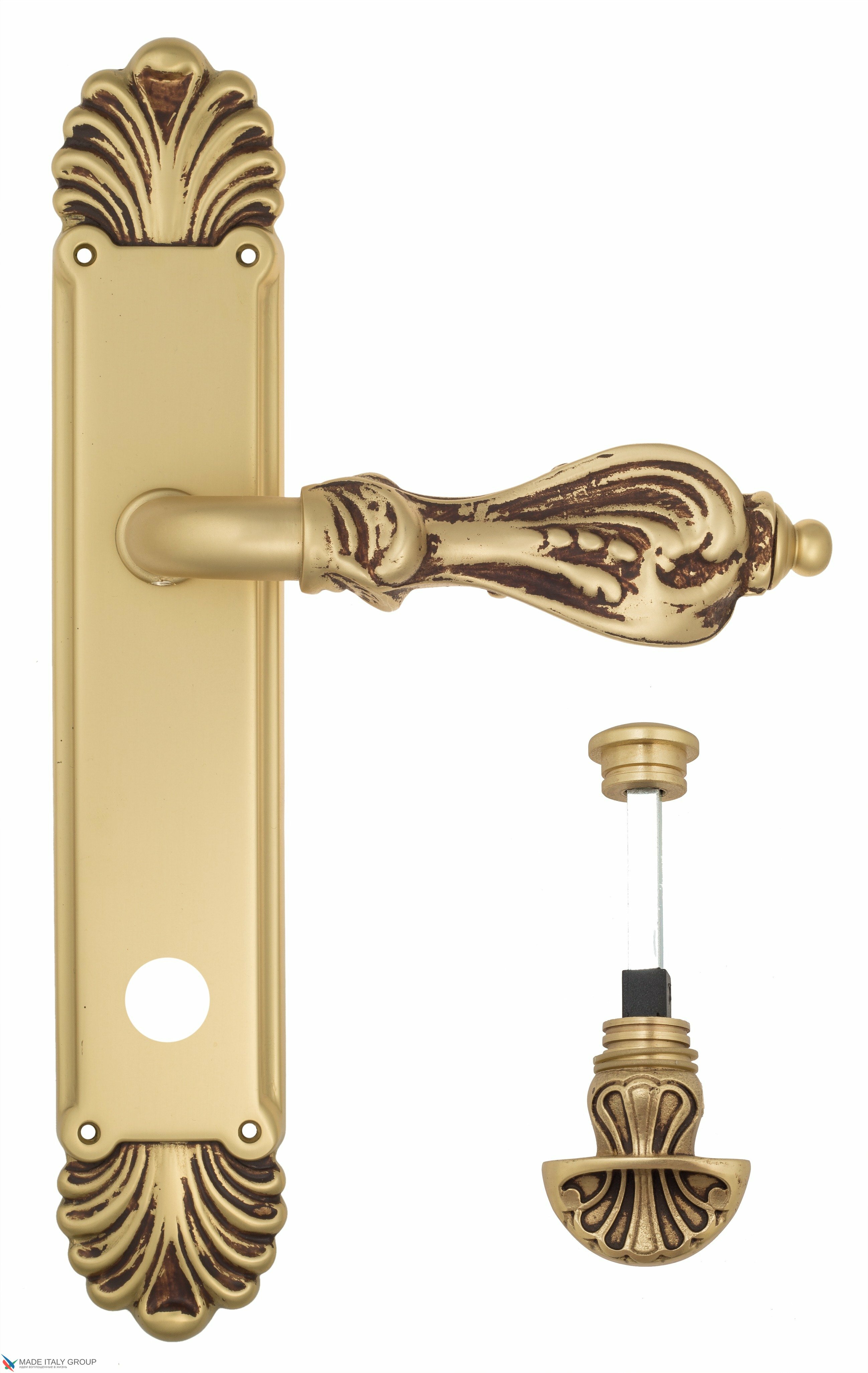 Дверная ручка Venezia quot;FLORENCEquot; WC-4 на планке PL87 французское золото + коричневый