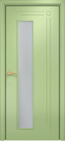 Оникс / Фортрез Межкомнатная дверь Вертикаль со стеклом Цвет: фисташковая эмаль