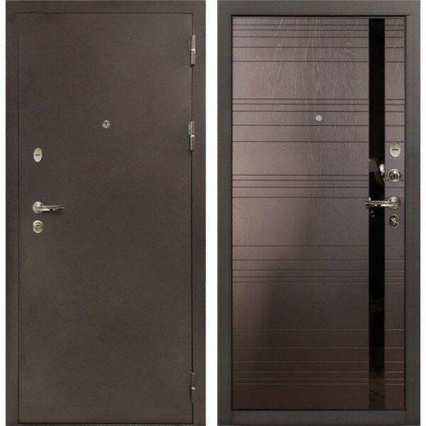 Входная металлическая дверь лекс титан медный антик ясень шоколад №31
