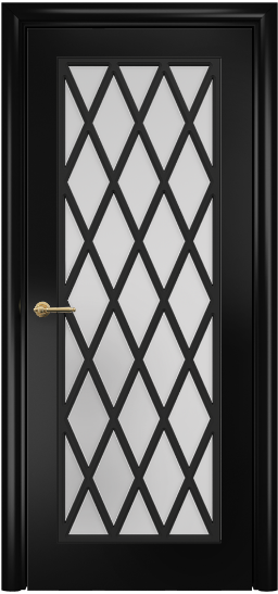Дверь Оникс Турин с решеткой Тип:Со стеклом Цвет:Эмаль черная МДФ Решетка:Решетка №4