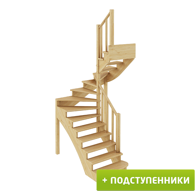 Деревянные лестницы ProfiHobby Лестница К-003м/3 П сосна с подступенками (6 уп)
