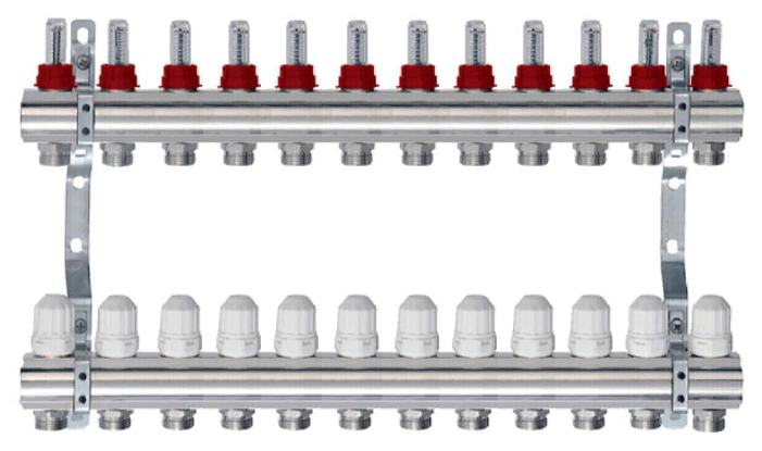 Коллекторная группа Tim (KD012) 1quot; ВР, 12 отводов 3/4quot;, расходомер