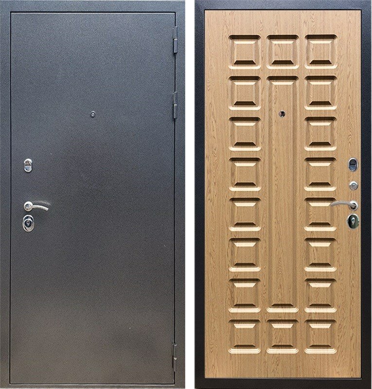 Входная стальная дверь Армада 11 ФЛ-183 (Антик серебро / Дуб светлый)