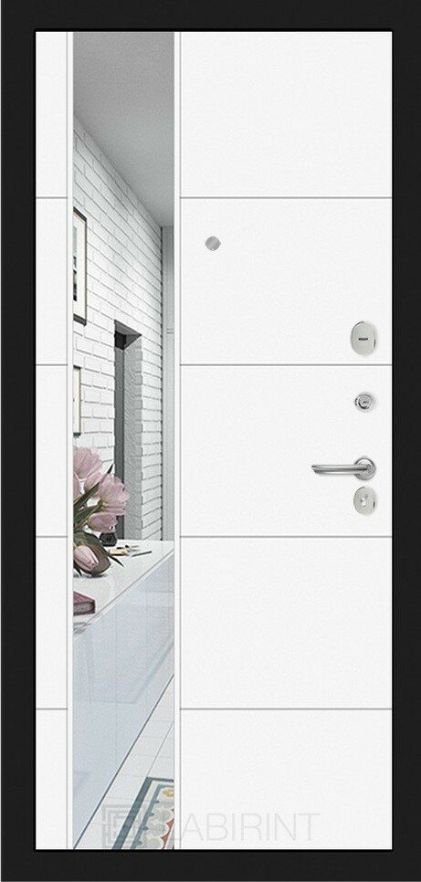 Входная дверь TRENDO Внутренняя панель:19 с зеркалом Белый софт