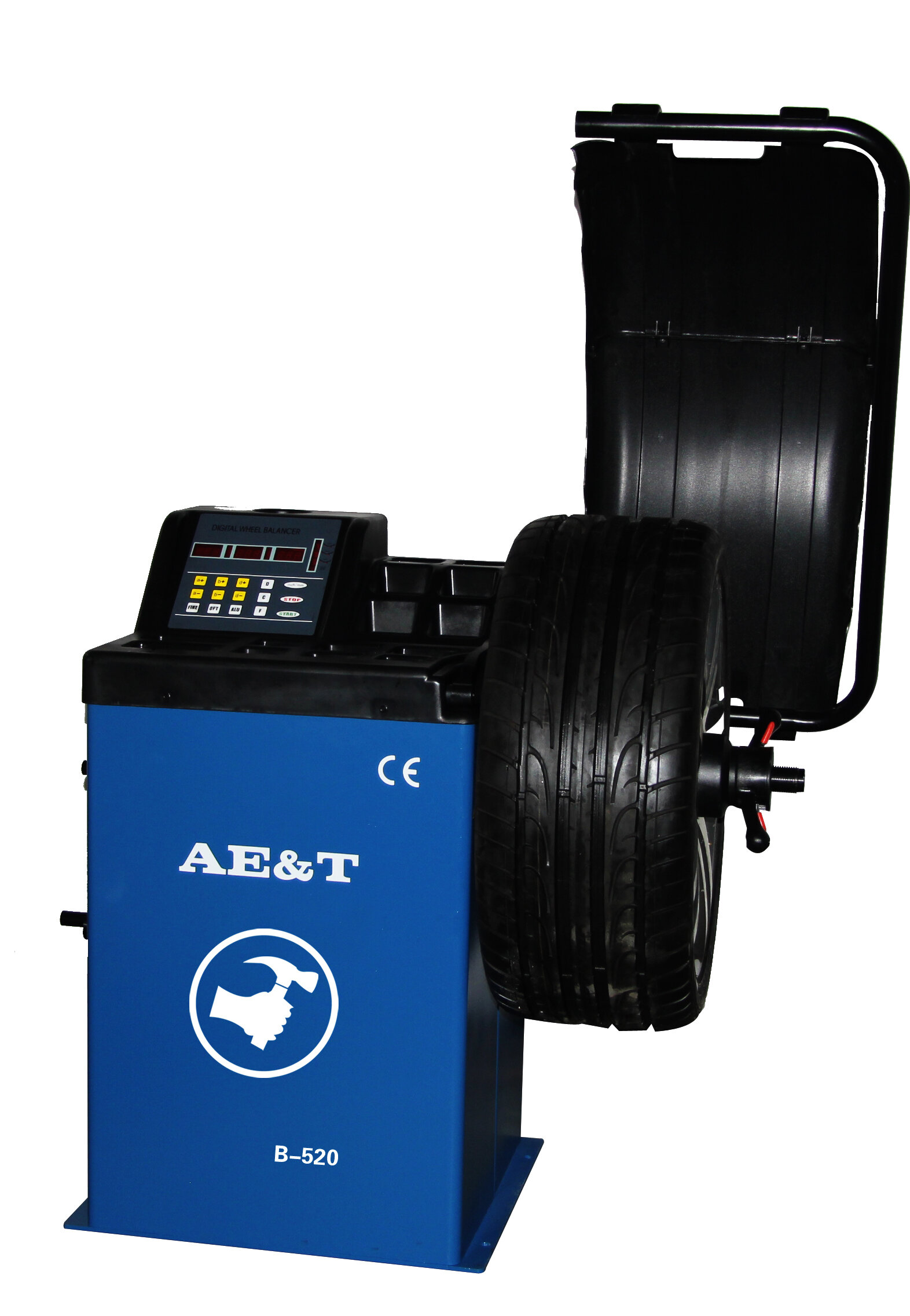 AET Балансировочный станок B-520 AET для колес легковых автомобилей 220В 254-610 мм (10-24”) 65 960 мм (38”) 36 8 40-510 мм (1,5-20”) 200 960х760х1230мм легковой