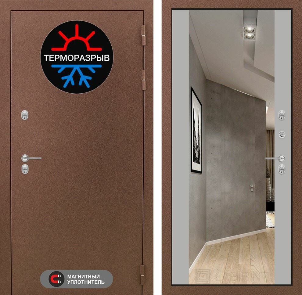 Входная дверь Лабиринт Термо Магнит с Зеркалом Максимум - Грей софт