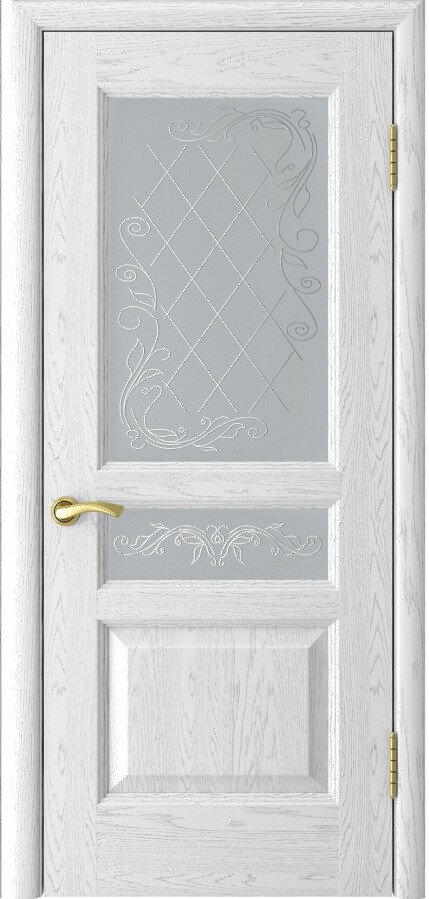 Межкомнатная шпонированная дверь Атлант 2 ясень белая эмаль со стеклом