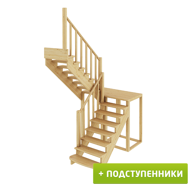 Деревянные лестницы ProfiHobby Лестница К-004м/1 Л с подступенками сосна (7 уп)